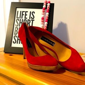 Red suede Steven for Steve Madden heels